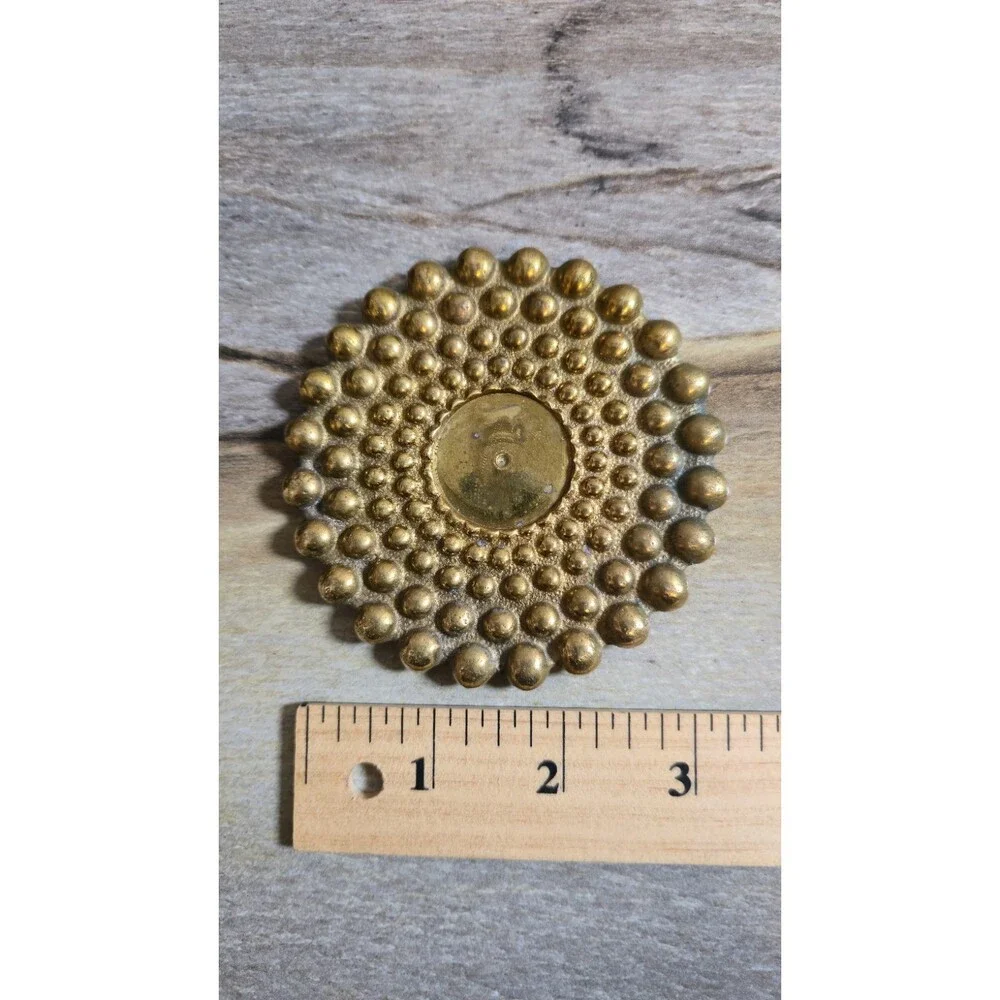 Vintage Solid Brass Hobnail Bubble Coasters Set of 6 Heavy MCM Hollywood Regency